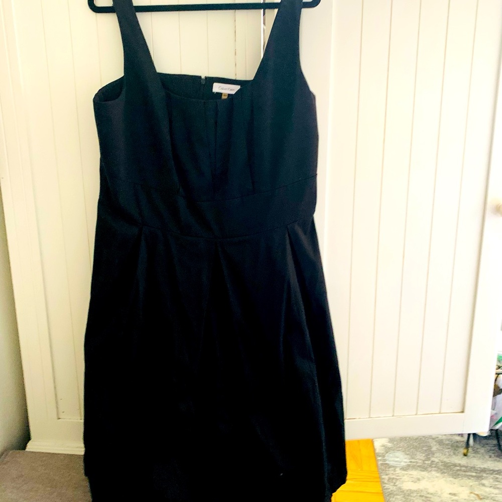 Calvin Klein Cotton Spandex Sleeveless Black Full Skirt Flared Dress Size 18W
